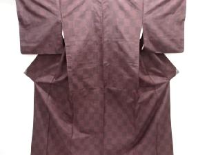 市松に絣柄織り出し手織り紬着物